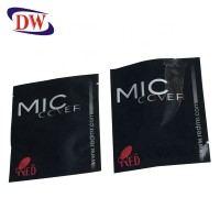 full printing black small 3 side seal mic cover packaging aluminum foil plastic bag